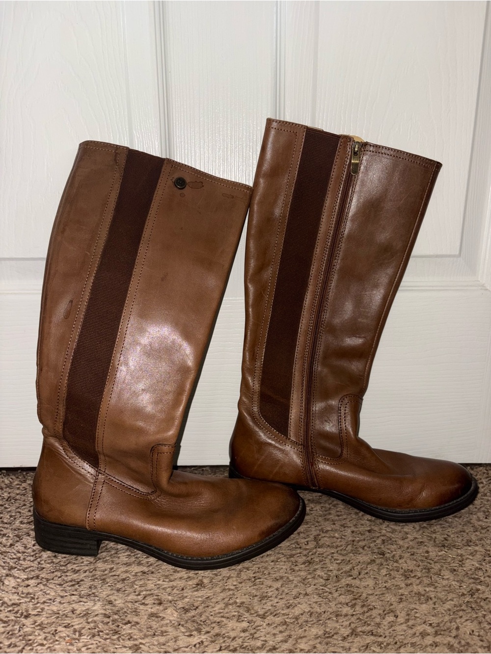 bussola Brown Leather Knee-High Heeled Riding Boots